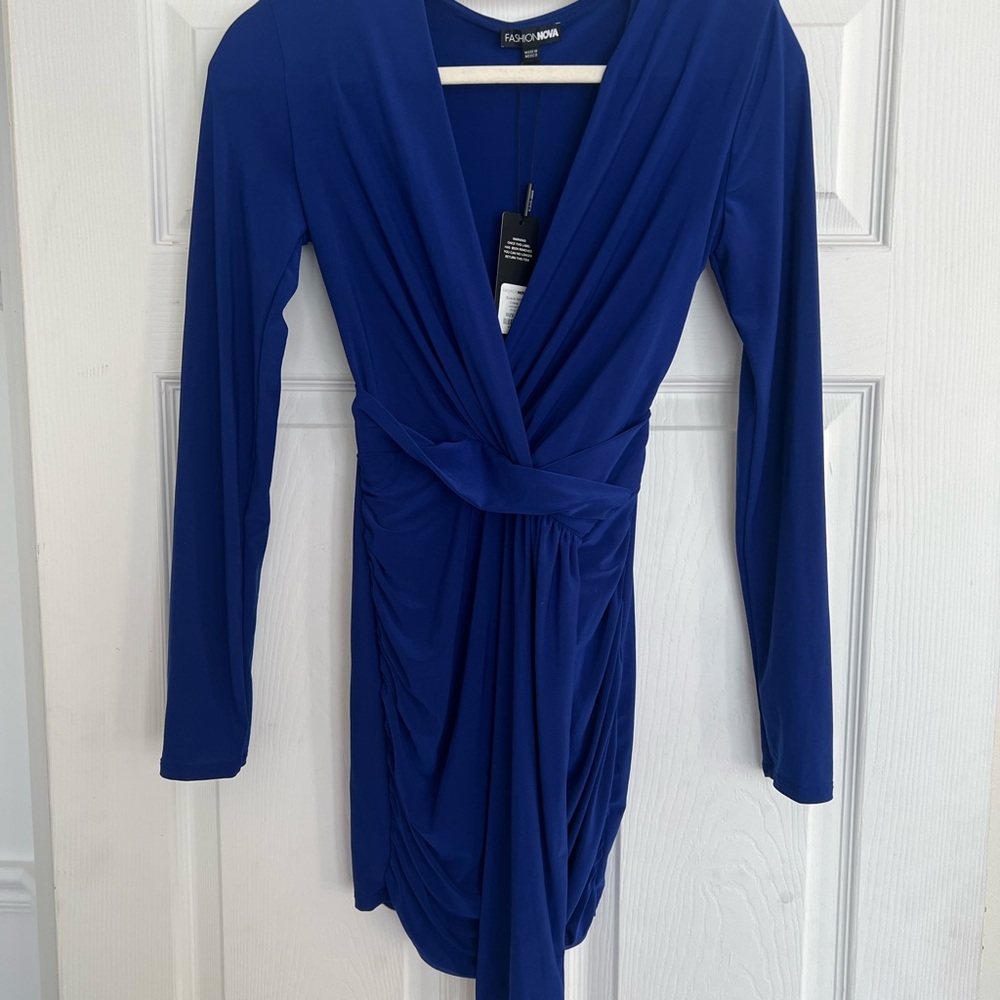 Fashion Nova Royal Blue Long Sleeve Mini Dress